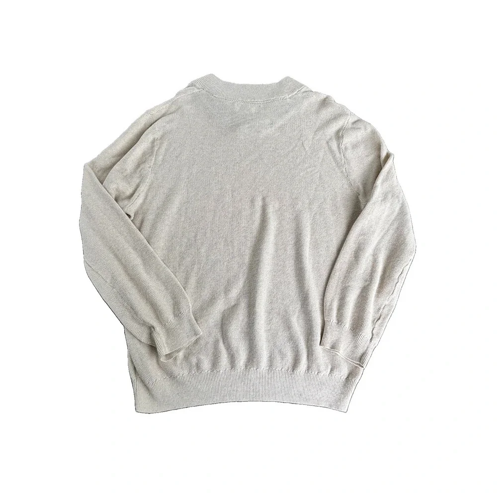 Tasso Elba men's cream-colored shawl collar/crossover V-neck pullover sweater XL